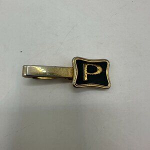 Vintage Hickok Gold Tone Letter P Tie Bar Clip With Box